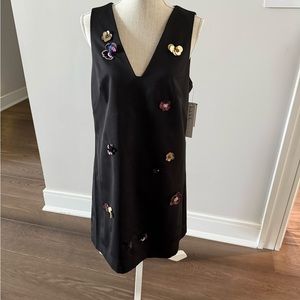 Nicole Miller black sequin flower dress sz 12 NWT
